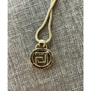 Givenchy Bijoux Necklace Gold Plated G-Shaped Logo Pendant Vintage 1990s NEW